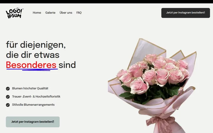 Website von Blumen La Rose — gestaltet von Luminary Studio